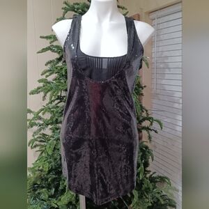 Sequins Tank Top Women’s Sz XS Black Hip Length Relax Fit Fully Lined Blouse